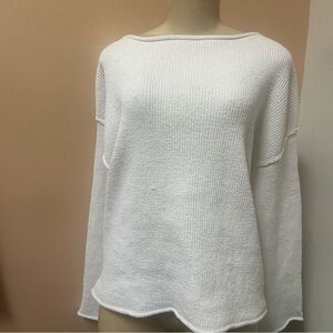 Soft White Boatneck Knit Sweater